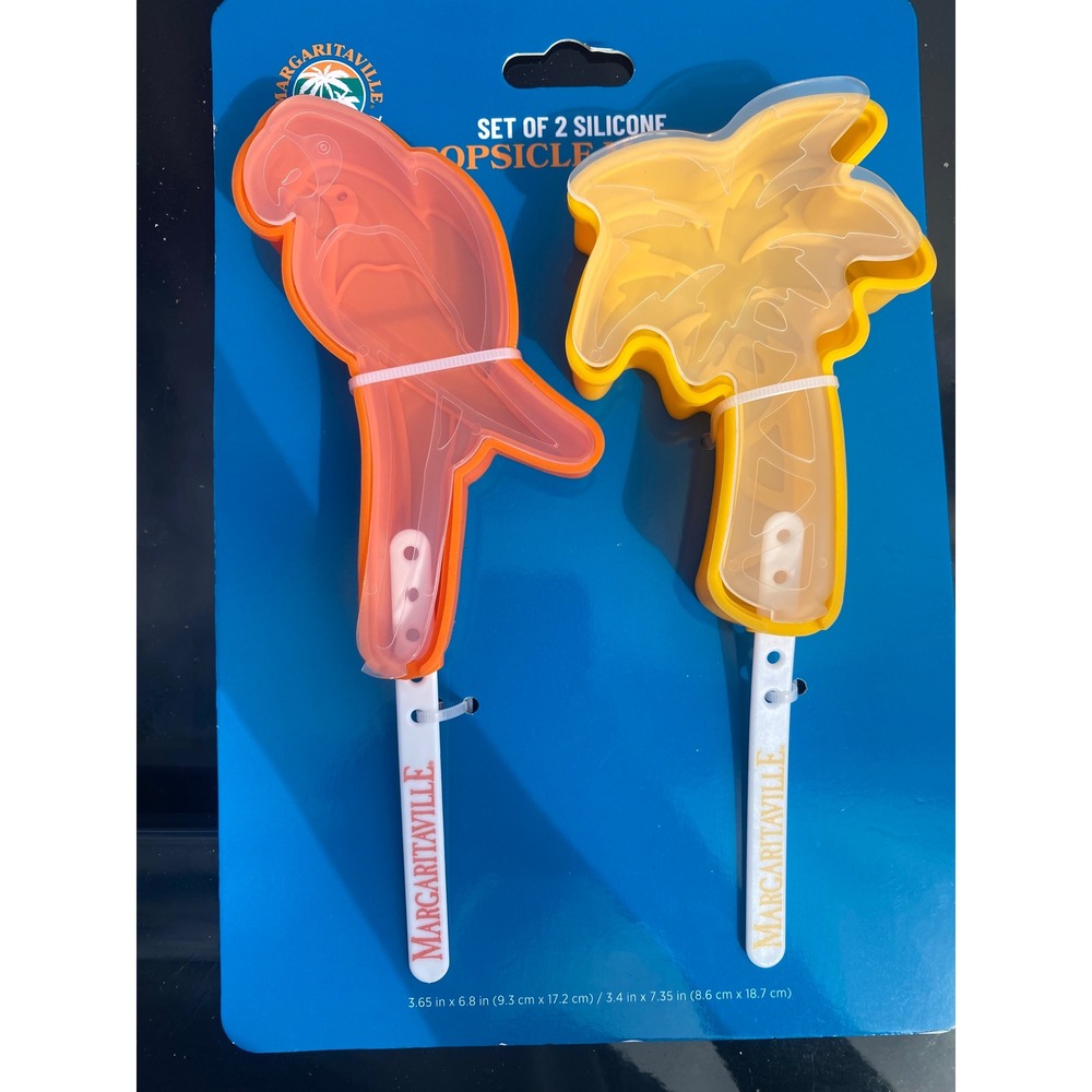 Margaritaville Set of 2 Silicone Popsicle Molds Parrot Palm Tree Tropical New